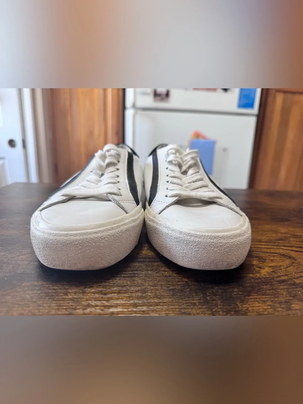 Madewell Sidewalk Low-Top Leather Sneakers White Black w6/m4.5